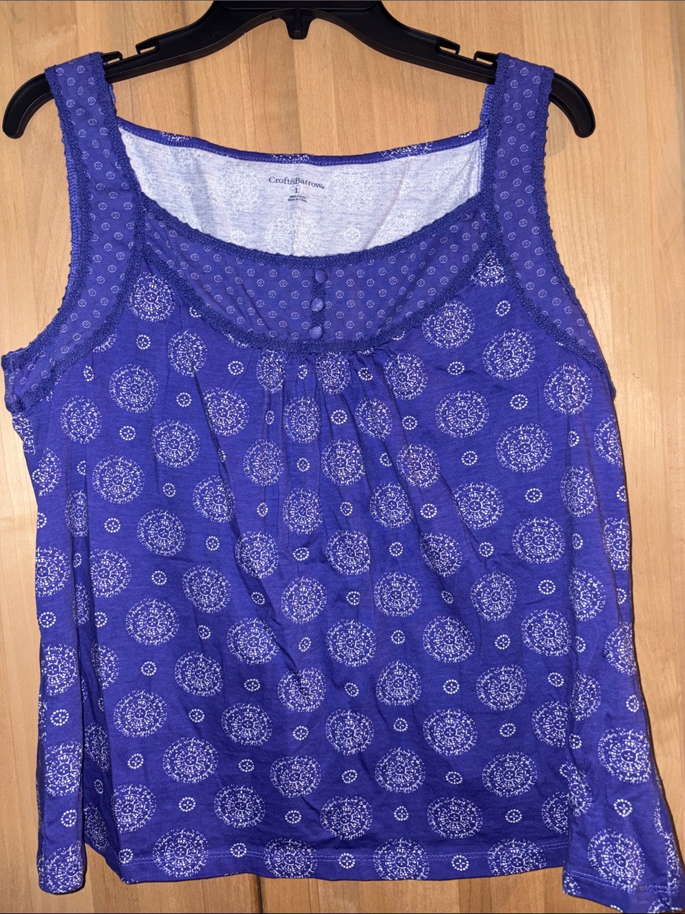 croft & barrow Purple Printed Scoop Neck Tank